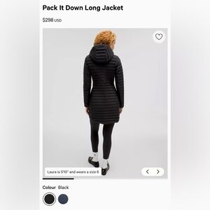 Lululemon Pack It Down Long Jacket - Black Size 10